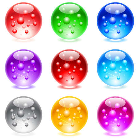 Collection of colorful glossy spheres isolated on white.のイラスト素材