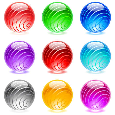 Collection of colorful glossy spheres isolated on white.のイラスト素材