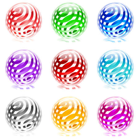 Collection of colorful glossy spheres isolated on white. のイラスト素材