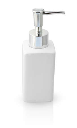 A pretty perfume bottle on white backgroundの写真素材