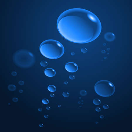 Rising air bubbles on a navy background のイラスト素材