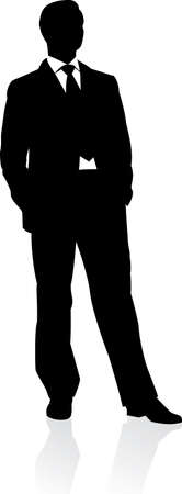 Business man in suit and tie silhouette. illustration