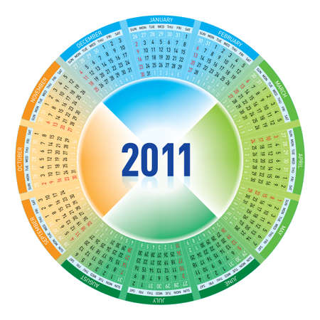 Colorful calendar for 2011. rotating design.のイラスト素材