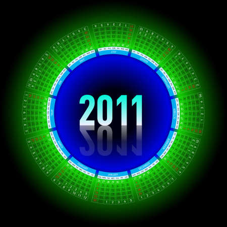 Neon colorful calendar for 2011. rotating design.のイラスト素材