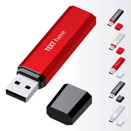 Red USB Flash Drive icons.のイラスト素材