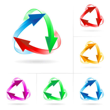 Set #2 of different colored arrow circles isolated on the whiteのイラスト素材