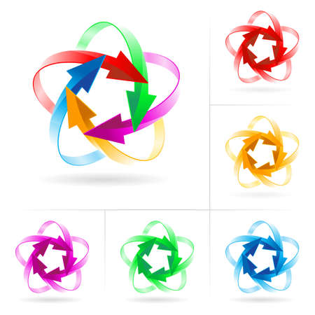 Set #1 of different colored arrow circles isolated on the whiteのイラスト素材