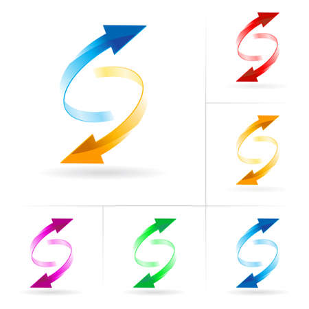 Set #3 of different colored arrow circles isolated on the whiteのイラスト素材