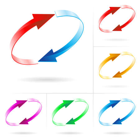 Set #4 of different colored arrow circles isolated on the whiteのイラスト素材
