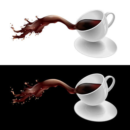 Vector illustration of coffee splashing out of a mug のイラスト素材