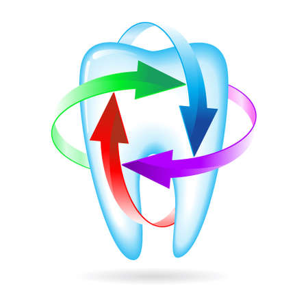 Herbal and fluoride protection icon of a toothのイラスト素材