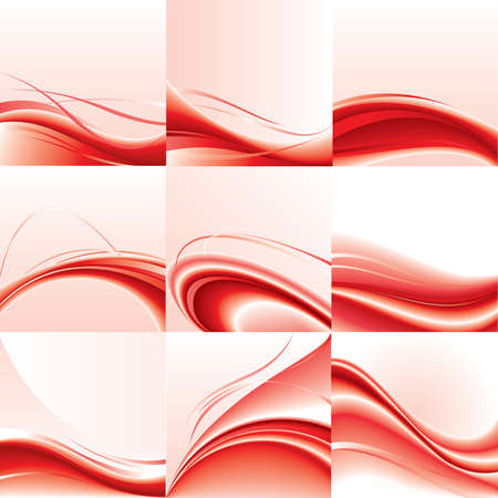 Abstract   background set. Red wave design.のイラスト素材