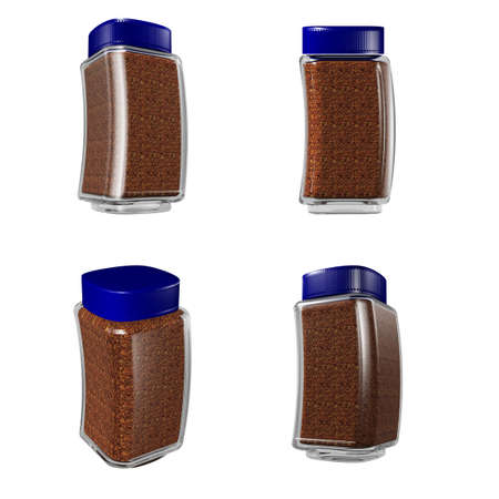 Instant coffee in glass pot without labels の写真素材