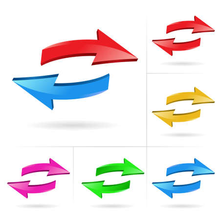 3D arrow color sketchy design elements setのイラスト素材