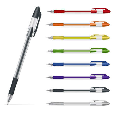 Ballpoint pens on a white background.  illustration  のイラスト素材