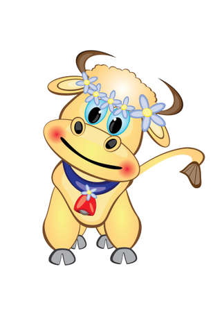 Calf Cartoon Character. Vector illustration on white backgroundのイラスト素材