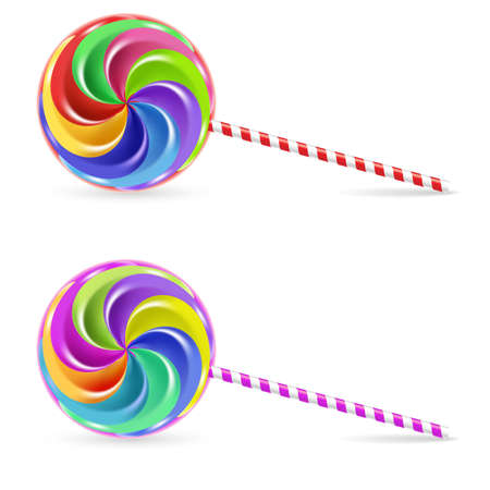 Spiral rainbow lollipop - isolated on white backgroundのイラスト素材
