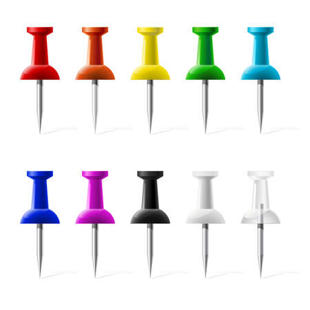 Colored push pins illustration isolated on a whiteのイラスト素材