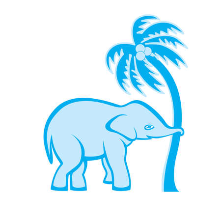 Elephant is pulling out the palm treeのイラスト素材