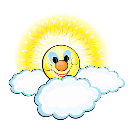 Sun and Clouds. Illustration on white backgroundのイラスト素材