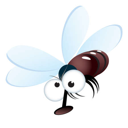 Cartoon style illustration of a fly. Vector illustration on whiteのイラスト素材
