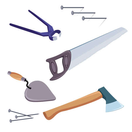 A selection of common tools used for construction and repair.のイラスト素材
