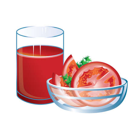 Tomato juice with glass and tomatoesのイラスト素材