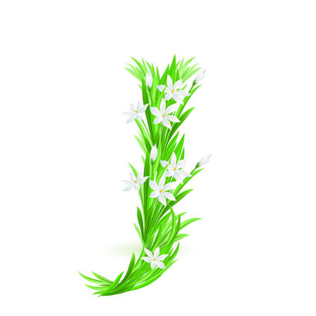 One letter of spring flowers alphabet - J. Illustration on white backgroundのイラスト素材