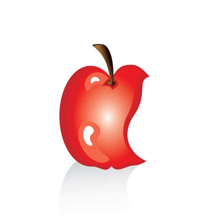 The bitten off red apple. Illustration on white background のイラスト素材