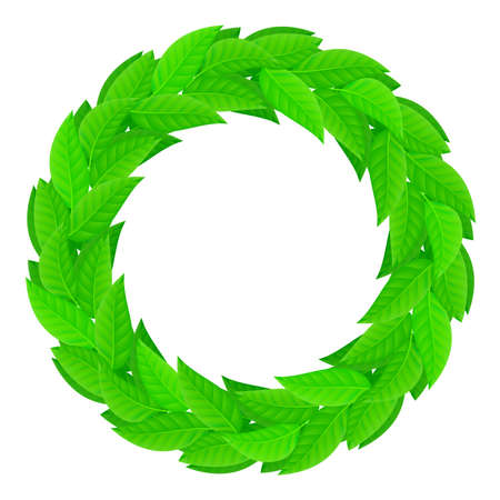 A wreath of green leaves. Illustration on white backgroundのイラスト素材