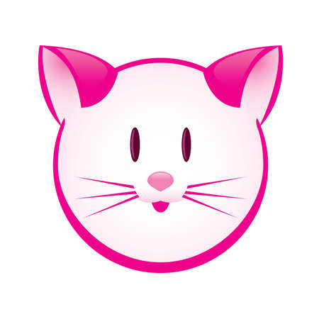 Cartoon gay pink kitty. Illustration for design on white backgroundのイラスト素材