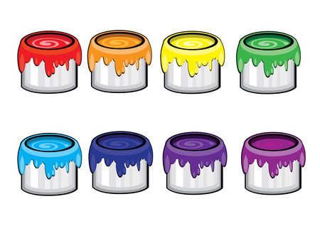 Colorful paint Cans. Illustration on white backgroundのイラスト素材