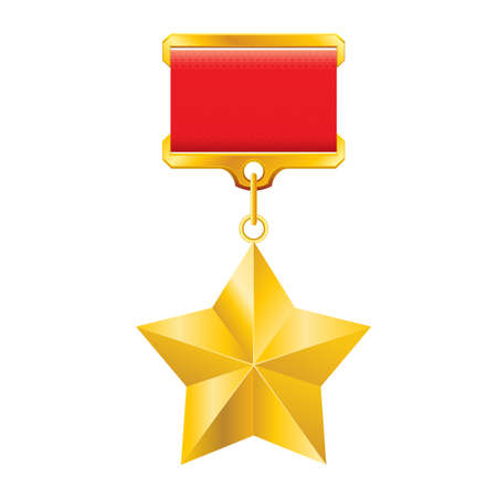 Hero of the Soviet Union gold star award. Illustration on whiteのイラスト素材