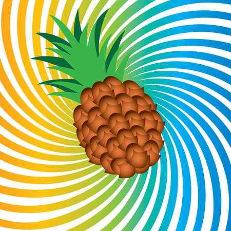 Ripe pineapple. Illustrationon abstract colorful backgroundのイラスト素材