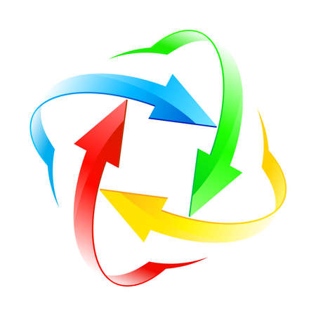 Set number ten of different colored arrow circles isolated on the whiteのイラスト素材