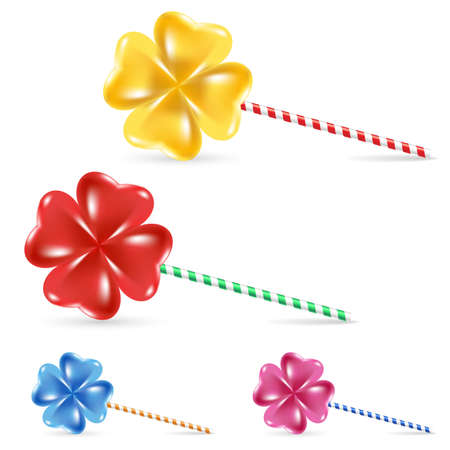 Spiral rainbow lollipop set - isolated on white backgroundのイラスト素材