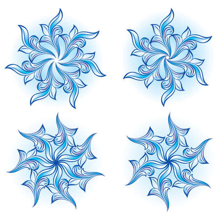 Set of snowflakes on a white background.のイラスト素材