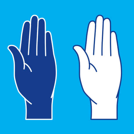 Illustration of palms on blue background.のイラスト素材