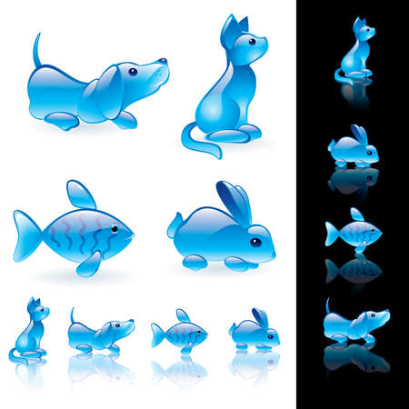 Animals crystal icon set.のイラスト素材