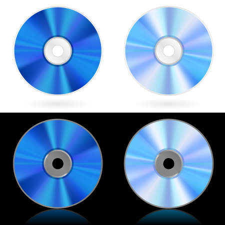 Four realistic CD and DVD. Illustration on white backgroundのイラスト素材
