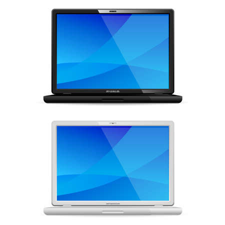 New black and white laptop isolated on white background. Front view.のイラスト素材