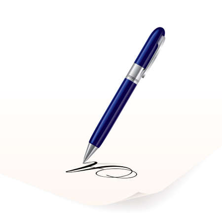 Vector image of navy pen writing on paperのイラスト素材