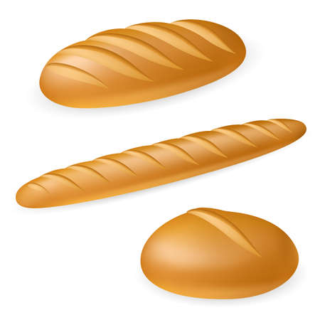 Three realistic bread. Illustration on white background のイラスト素材