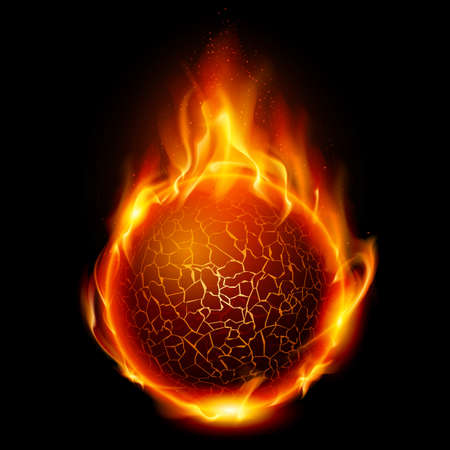 Fire ball. Illustration on black background for designのイラスト素材