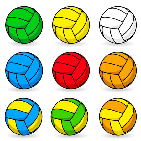 Cartoon volleyball in different colors Cartoon volleyball in different colors