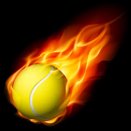 Flaming Tennis Ball. Illustration on white background for design Flaming Tennis Ball. Illustration on white background for design