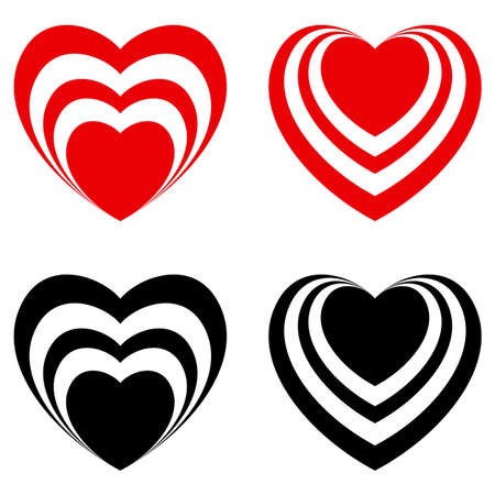Abstract Valentine heart set, love symbol. Illustration on whiteのイラスト素材