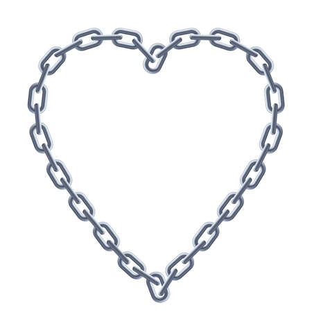 Chain silver heart. Illustration on white backgroundのイラスト素材