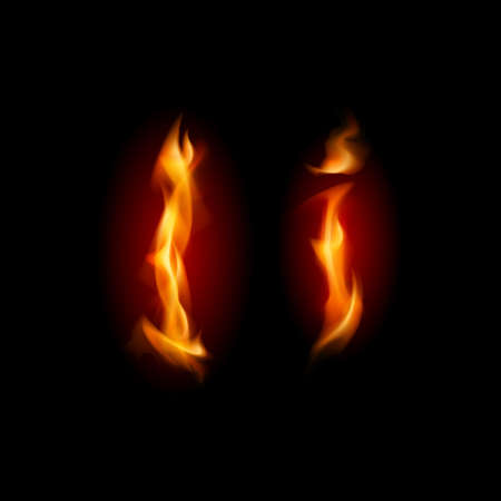Fiery font. Letter I. Illustration on black backgroundのイラスト素材