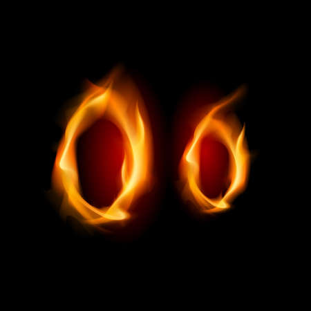 Fiery font. Letter O. Illustration on black backgroundのイラスト素材